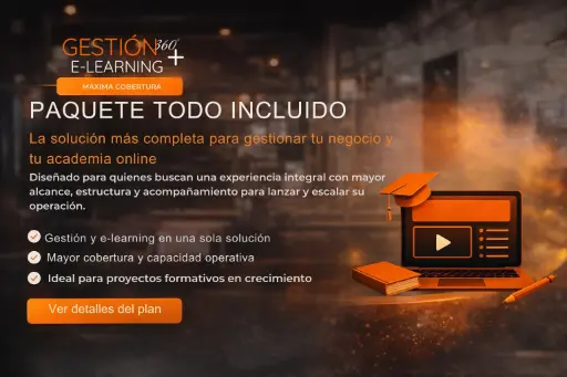 Montaje y puesta en marcha de plataforma para la gestión y comercialización de cursos virtuales (mensual). Incluye asistencia en la preparación